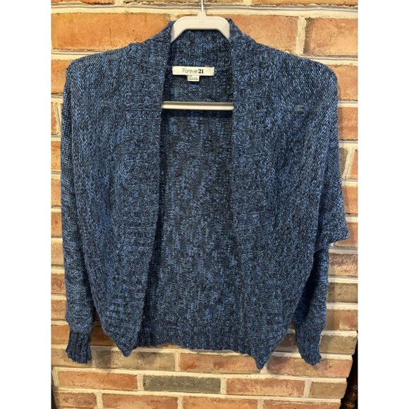 Forever 21 Blue Open-Front Knit Cardigan Small Womens Sweater Y2K - Picture 1 of 7